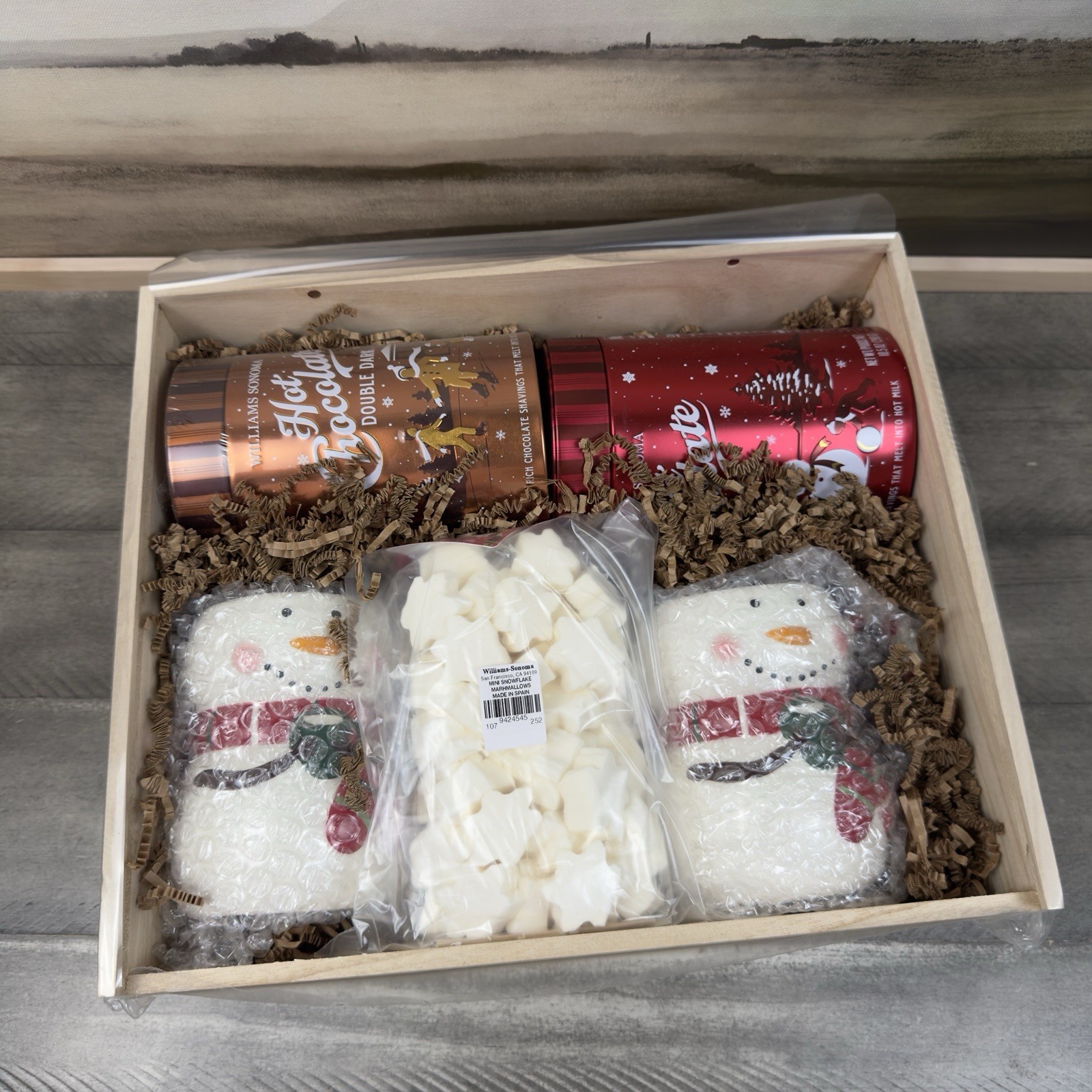 Williams Sonoma Hot Chocolate Essentials Gift Crate Mugs Double Dark Read