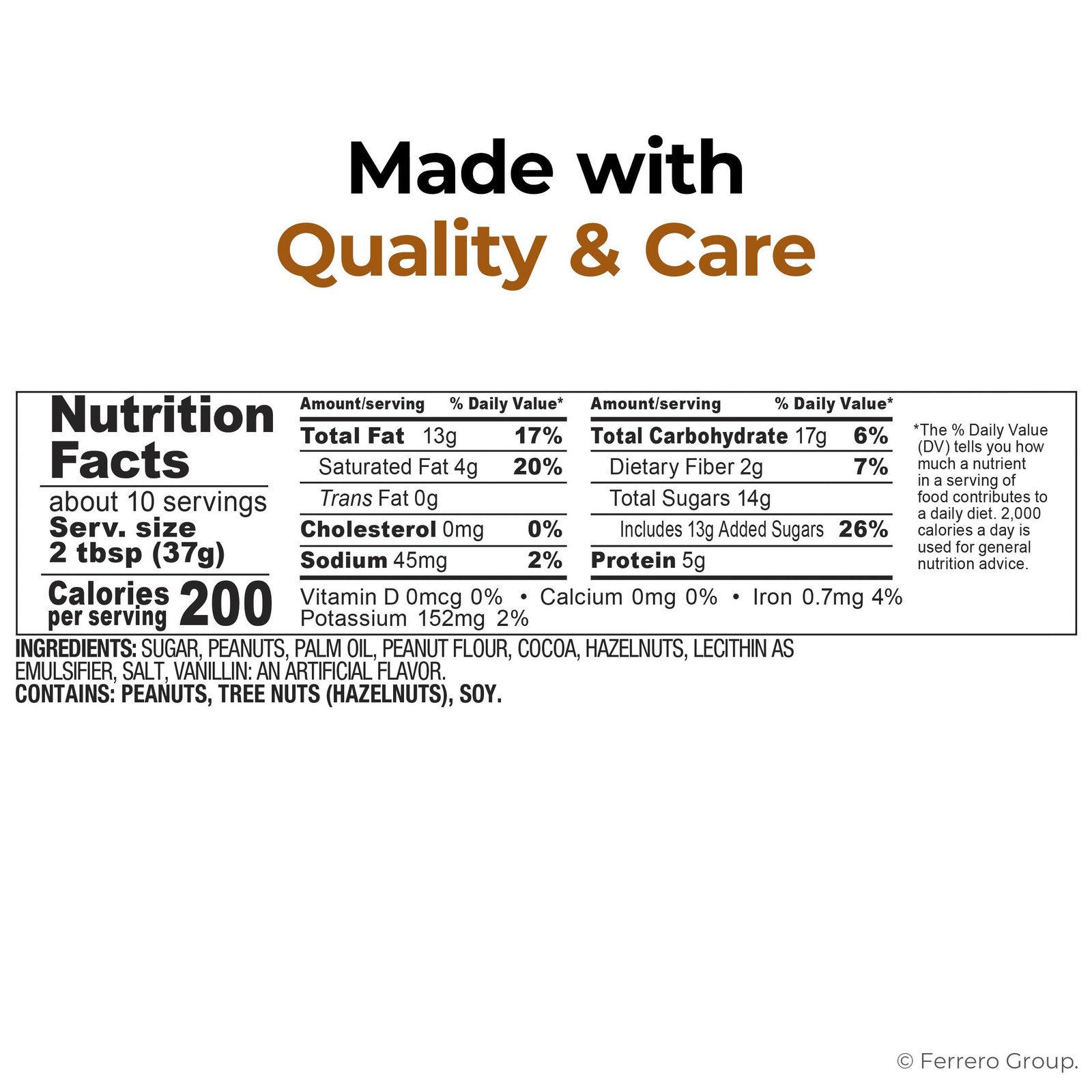 Peanut Spread with Cocoa Smooth Creamy Unique Snack 13 oz Family Gift
