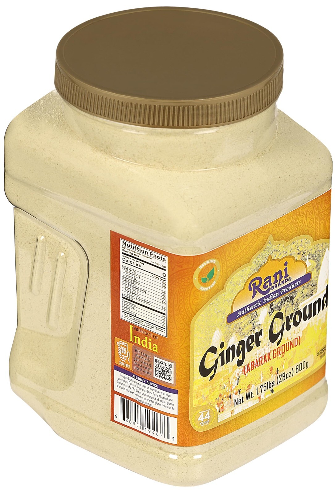 Rani Ginger (Adarak) Powder Ground, Spice 28oz (1.75lbs) 800g PET Jar