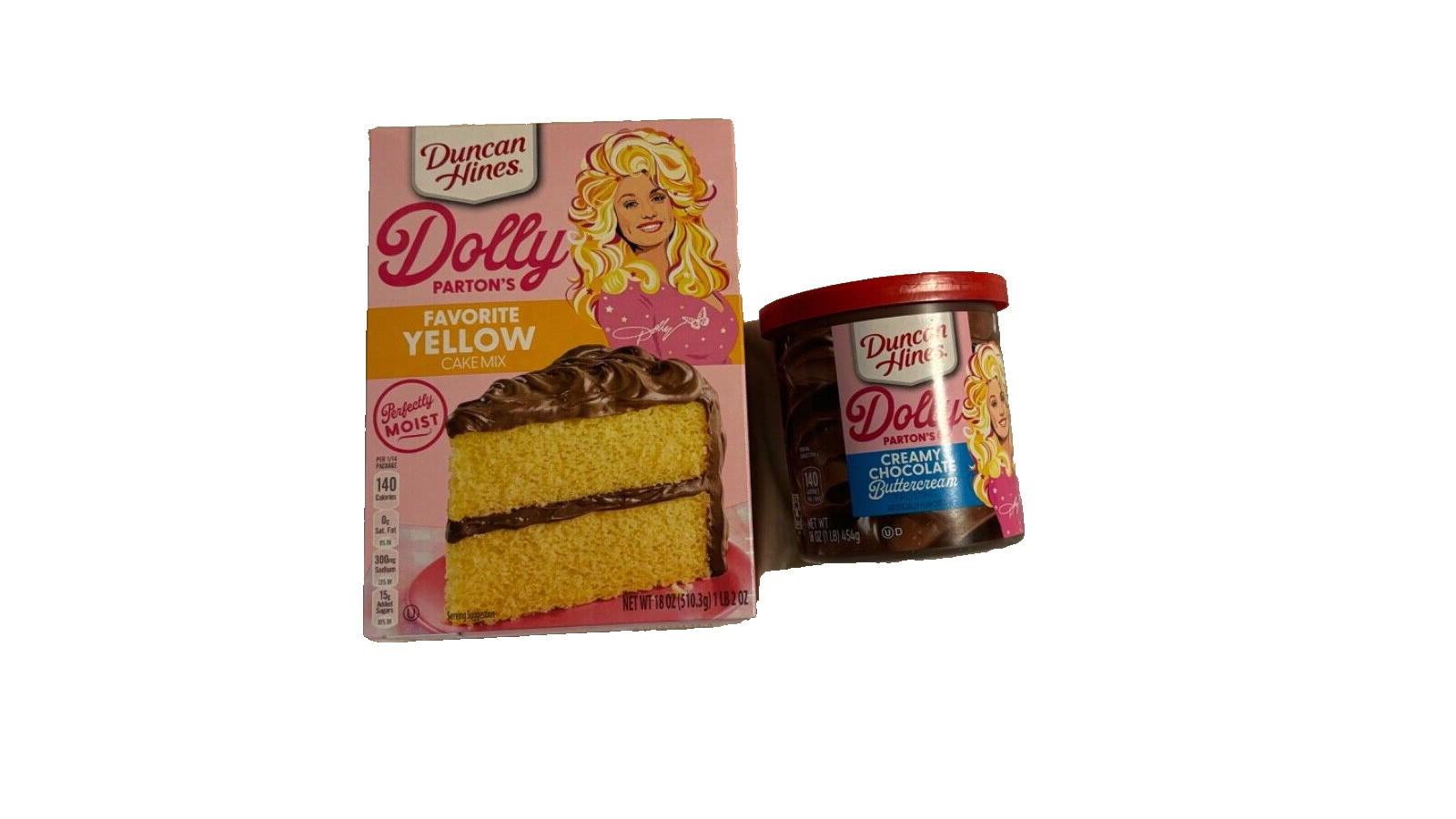 Dolly Parton’s Favorite 1-Yellow Cake Mix & 1 Chocolate Frosting Brand New