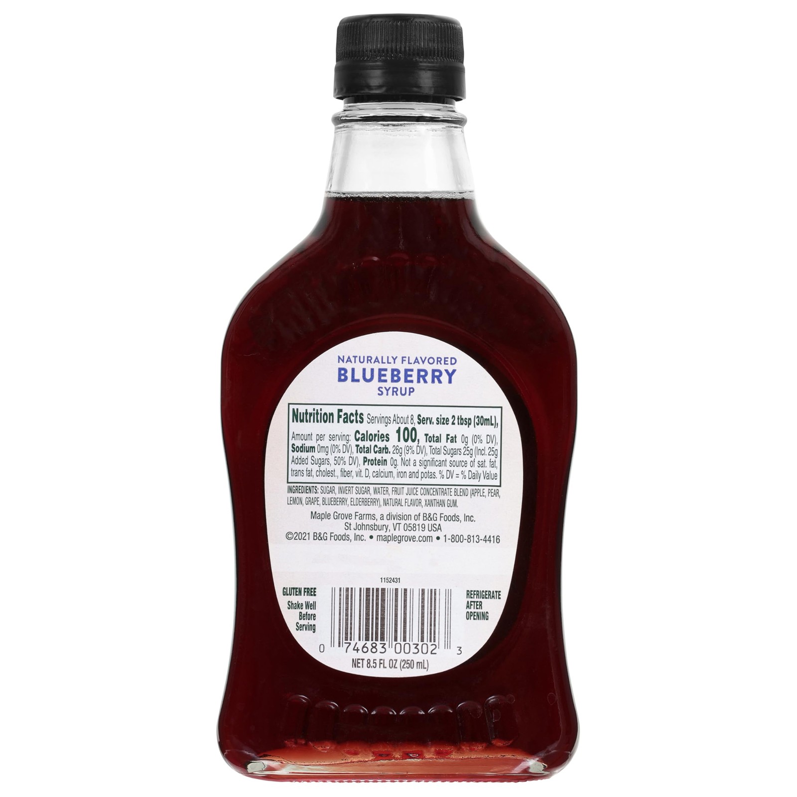 Maple Grove Farms Flavored Syrups, Blueberry, 8.5 Ounce Fl Oz (Pack of 1)