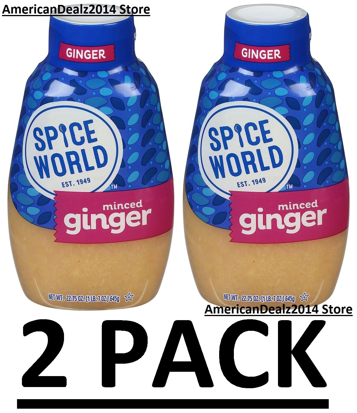 2 PACK – Spice World Squeeze Minced Ginger 22.75 oz (Total 45.5 oz) FREE SHIP!!
