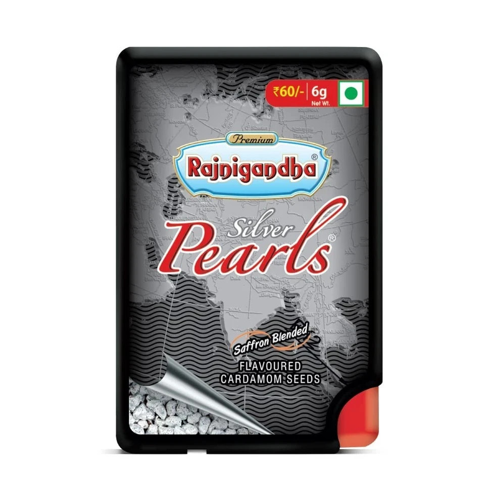 Rajnigandha Silver Pearls Mouth Freshener Cardamom Elaichi Packs 5.75g X 12Pcs