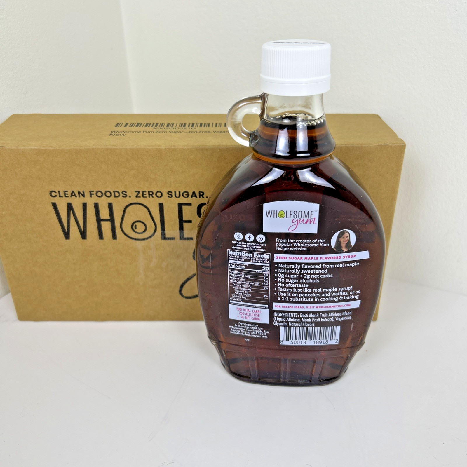 Wholesome Yum Zero No Sugar Maple Syrup Keto Diet Low Carb Monk Fruit 12oz NEW