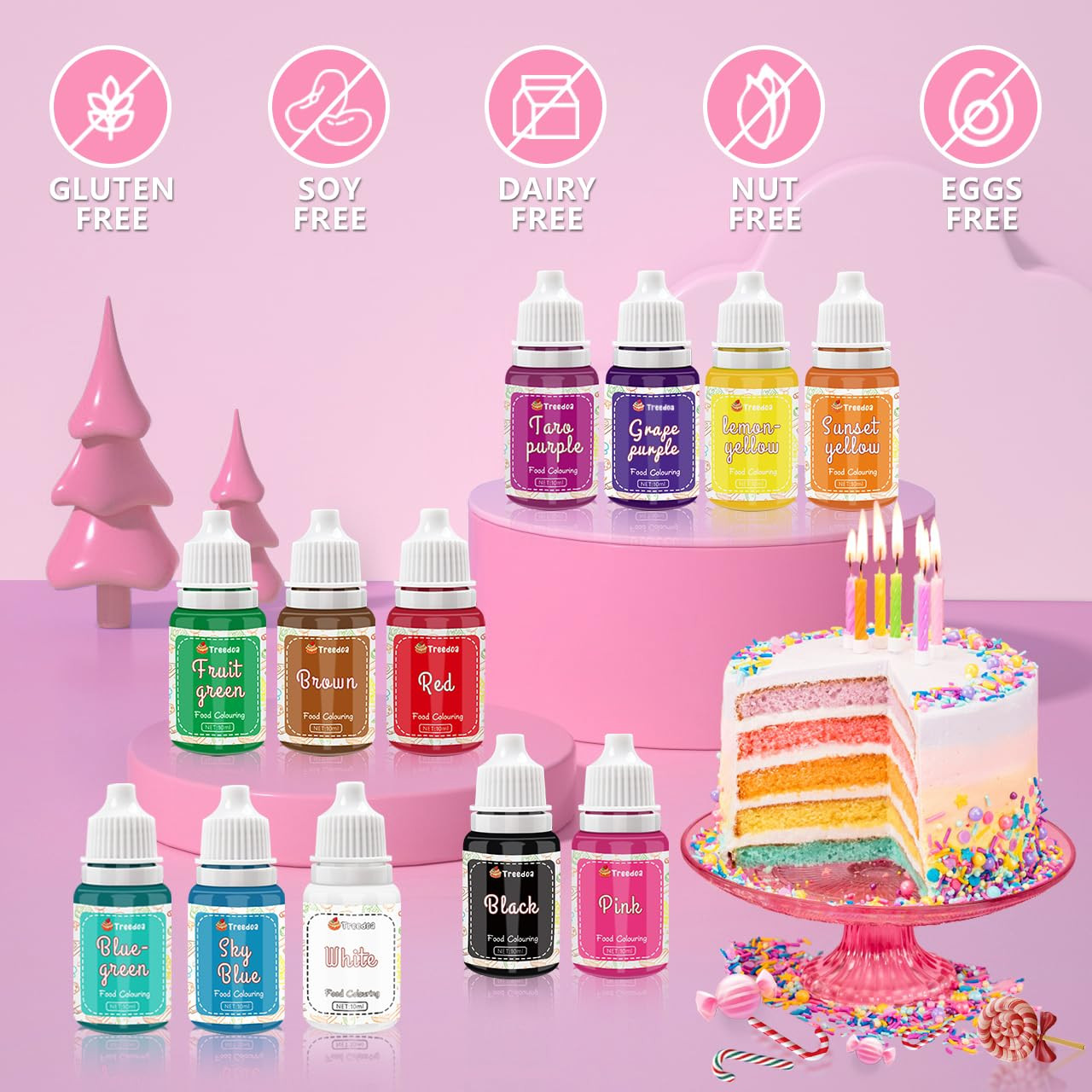 Food Coloring Liquid Set,12 Colors X10Ml Food Grade Vibrant Food Dye Concentrate