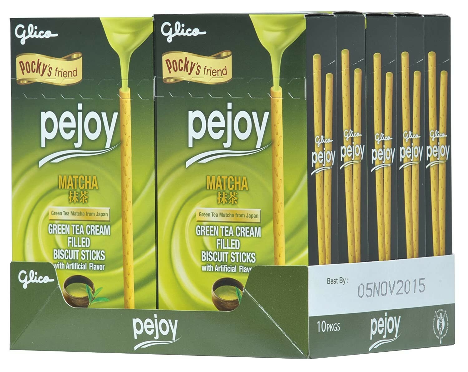 10 PACK PEJOY  MATCHA GREEN TEA CREAM FILLED BISCUITS STICKS