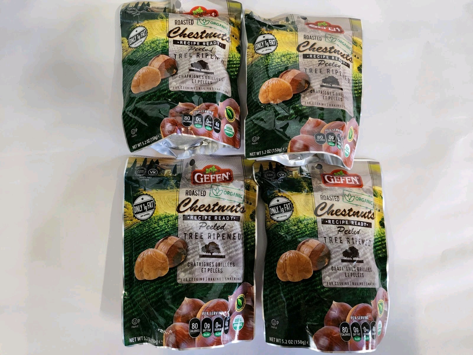 Gefen Organic Roasted Chestnuts, 5.2 oz. 4 PACK
