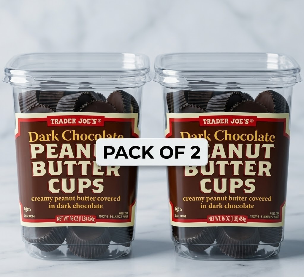 2 Pack Trader Joe’s Dark Chocolate Peanut Butter Cups 16 oz each container