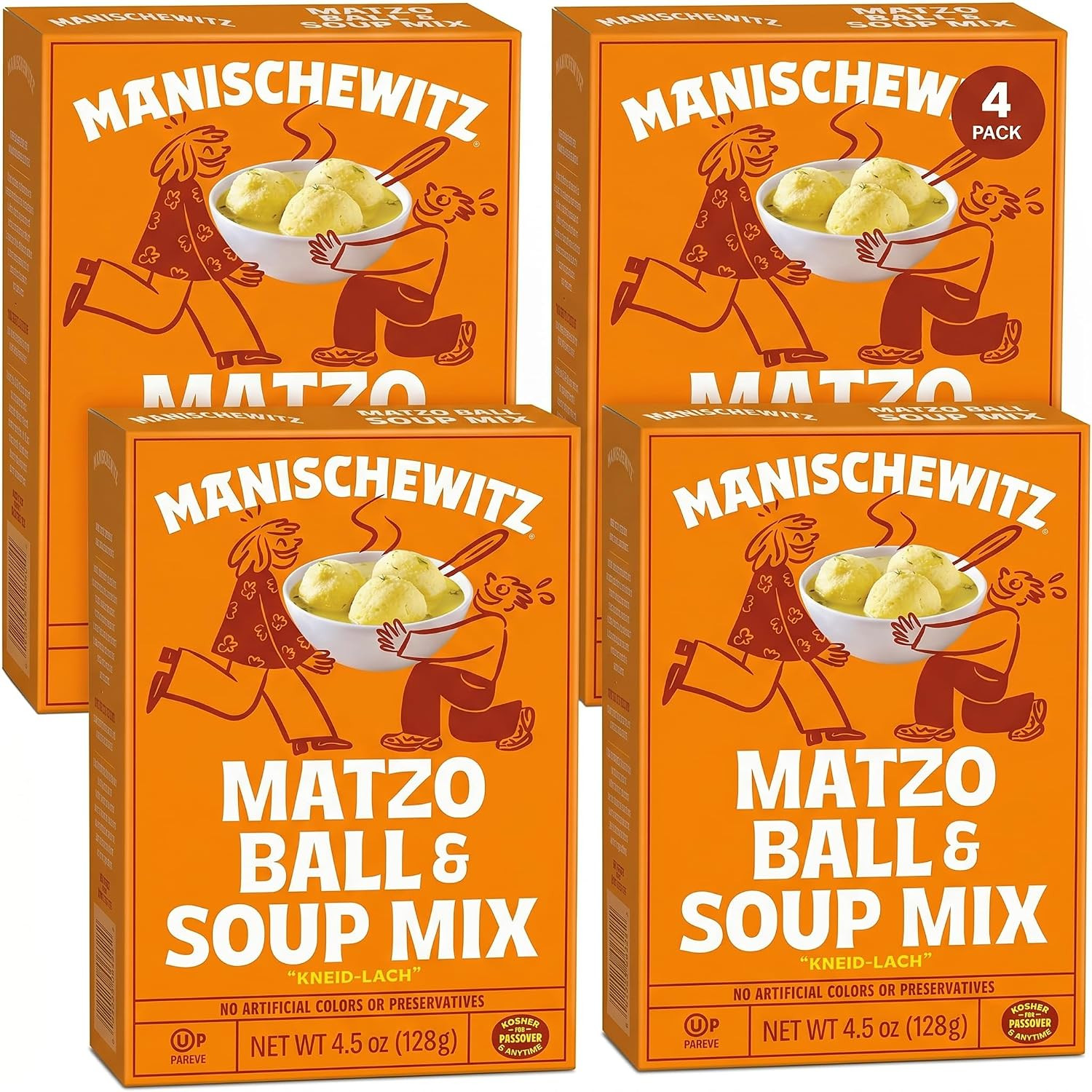 Manischewitz Matzo Ball and Soup Mix, 4.5Oz (4 Pack) | Easy Prep | Kosher for Pa