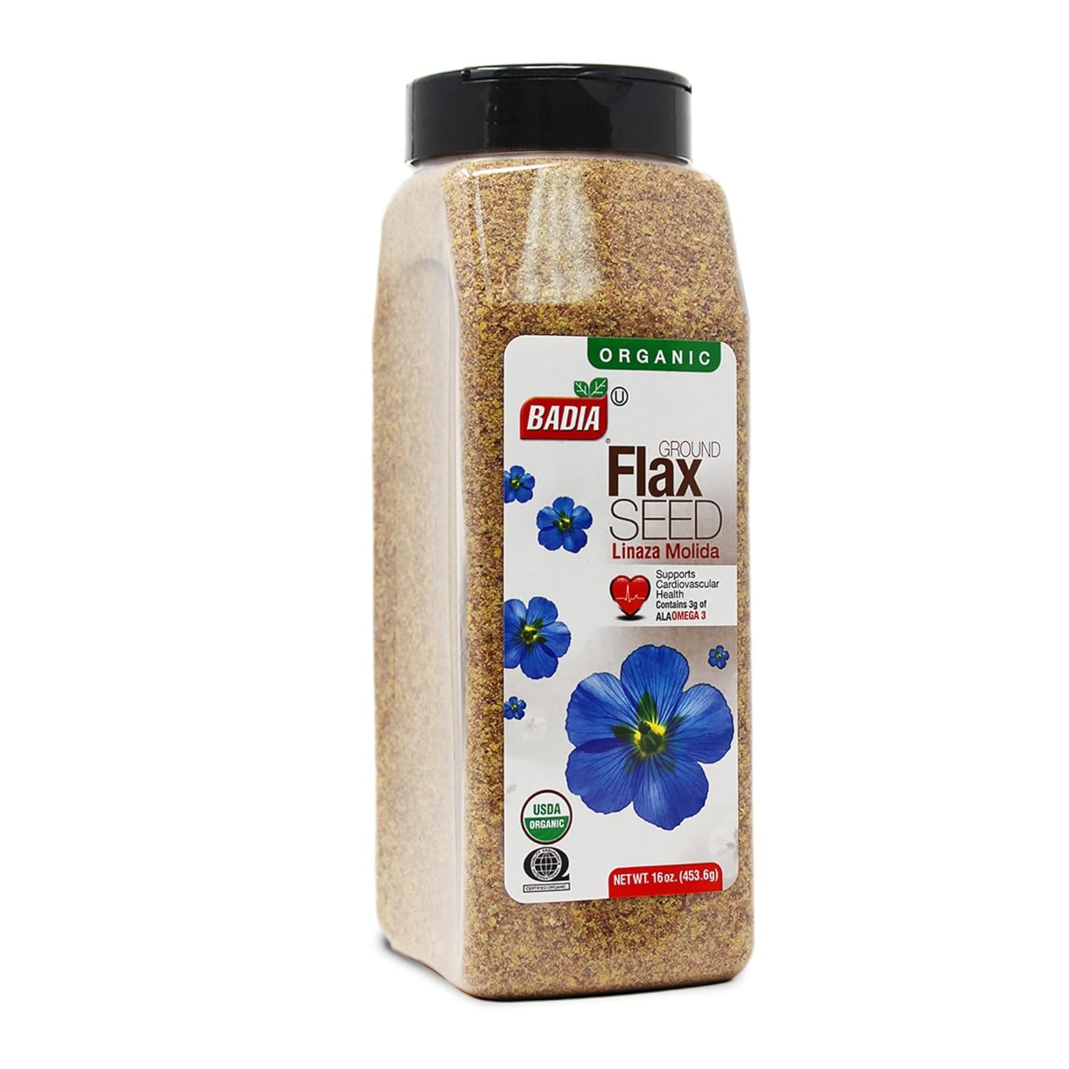 Badia Organic Ground Flax Seed, 16 oz – Superfood High in Fiber & Omega-3