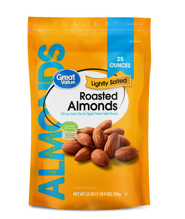 Great Value Oil Roasted Lightly Salted Almonds, 25 oz