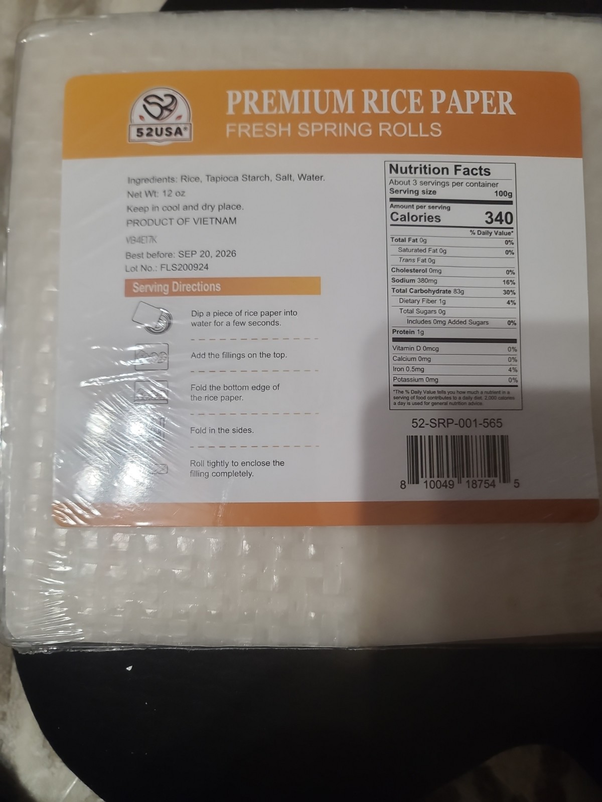 52USA Square Rice Paper, 1 Pack, Pack of 1 (34 Sheets), White Paper