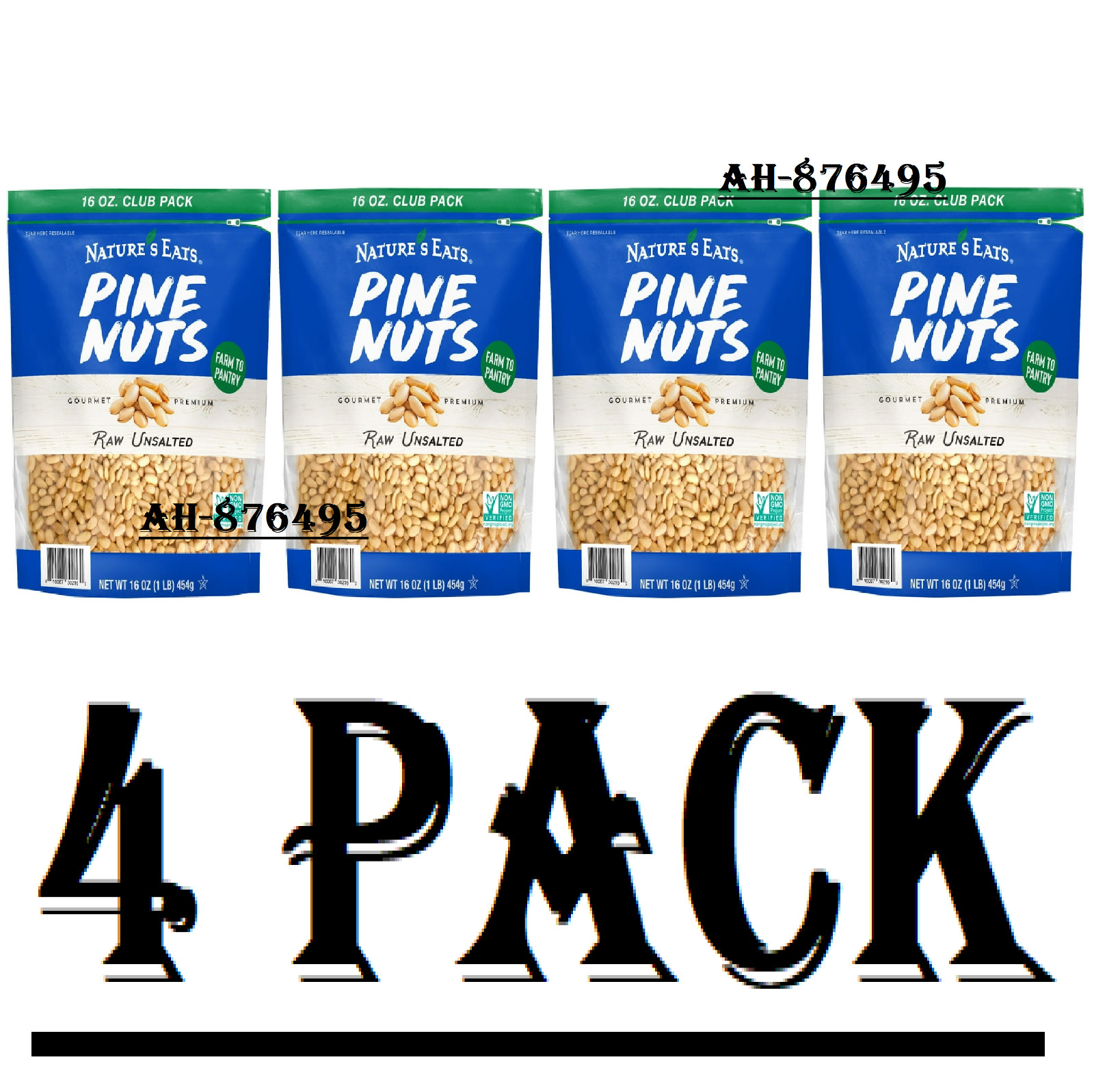 4 Pack Nature’s Eats Pine Nuts, 16 oz.