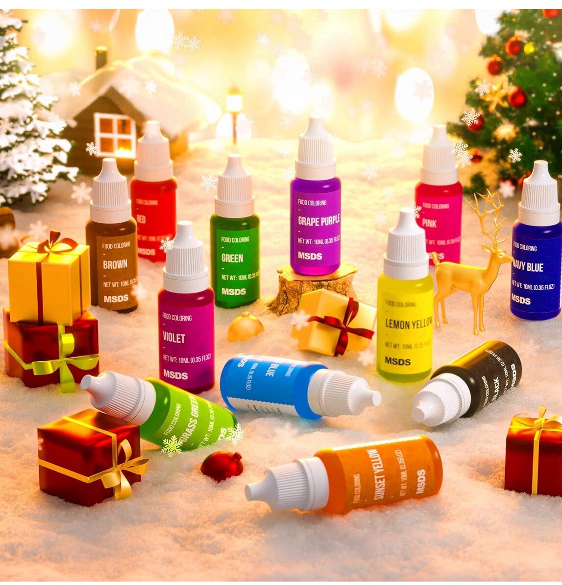 Food Coloring Liquid Set -12 Vibrant Color Food Grade Food Coloring Gel 0.33floz
