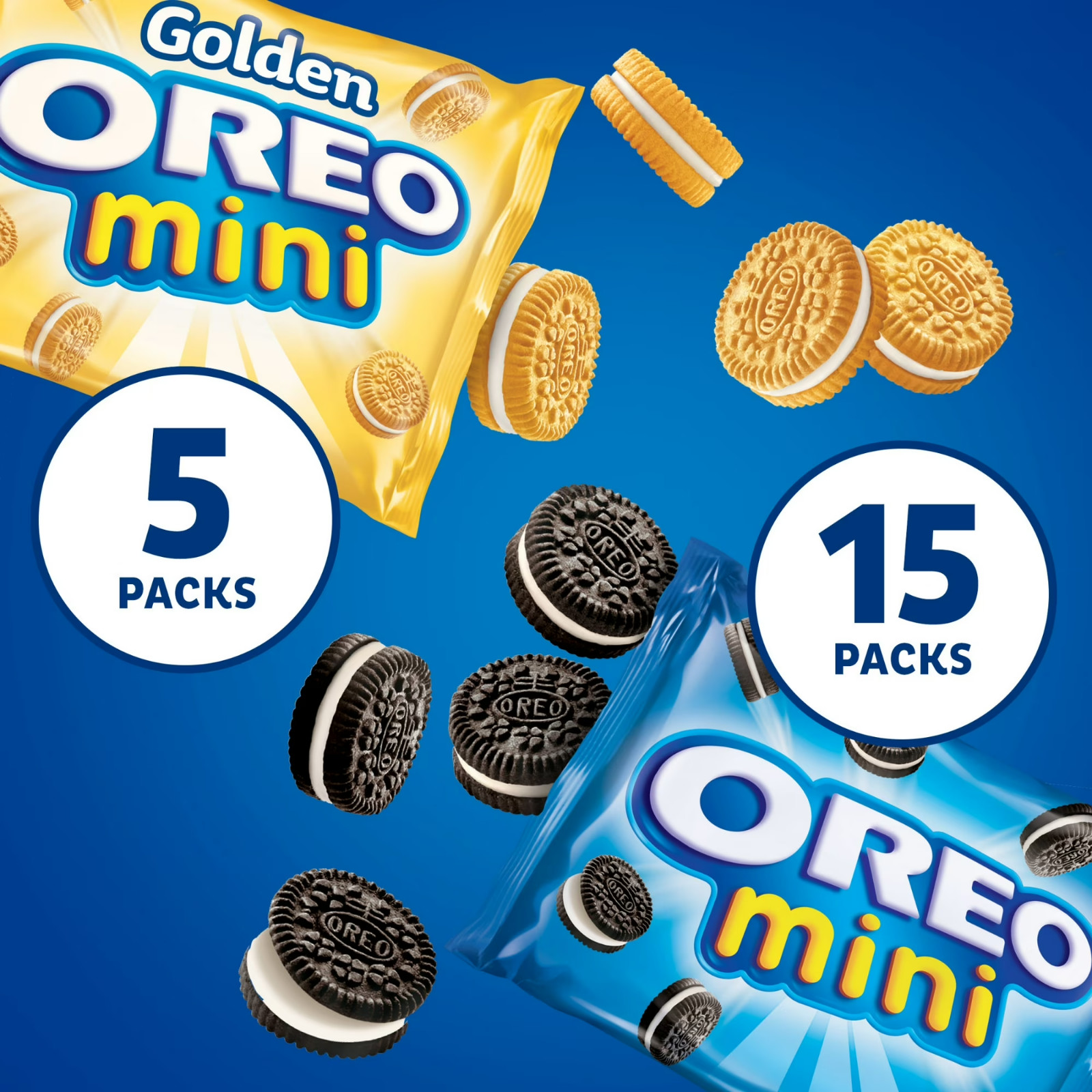 OREO Minis Sandwich Cookies Variety Pack, Original Creme and Golden OREO, 20..
