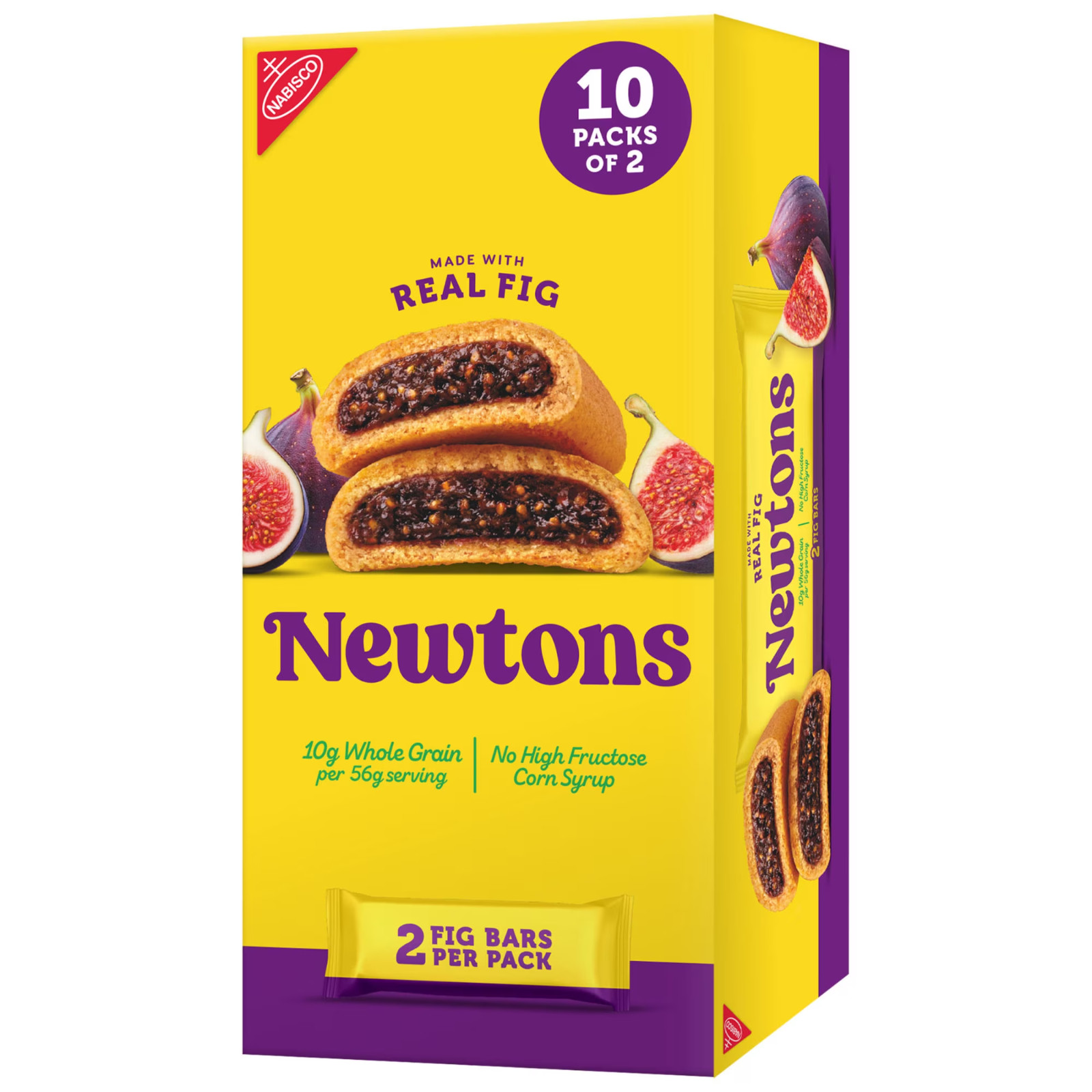 Newtons Fig Bars, Soft Fruit Chewy Cookies, 10 Snack Packs (2 Cookies Per Pack)