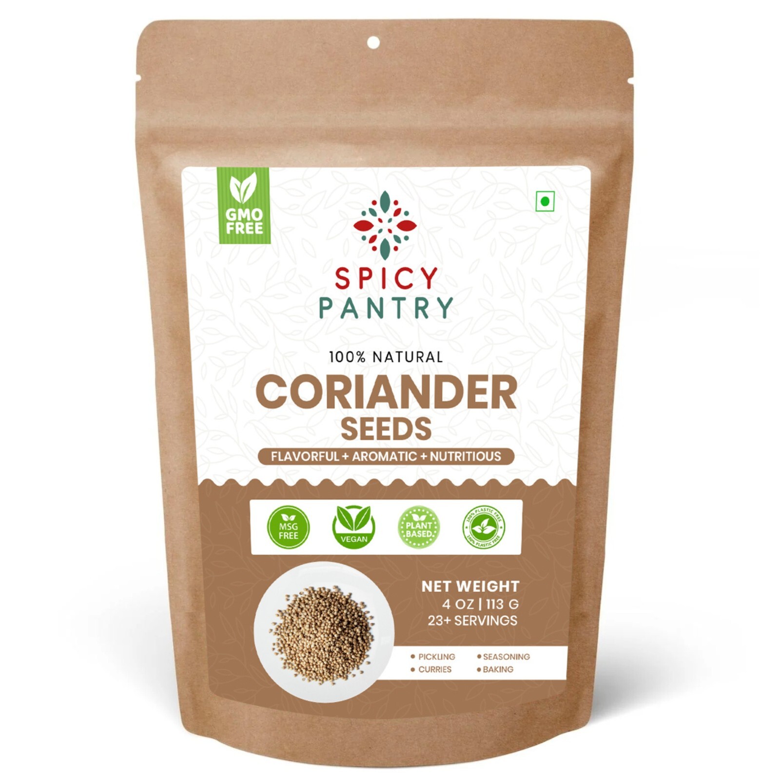 Coriander Seeds Whole – 100% Natural Spice for Cooking & Seasoning – 4 oz