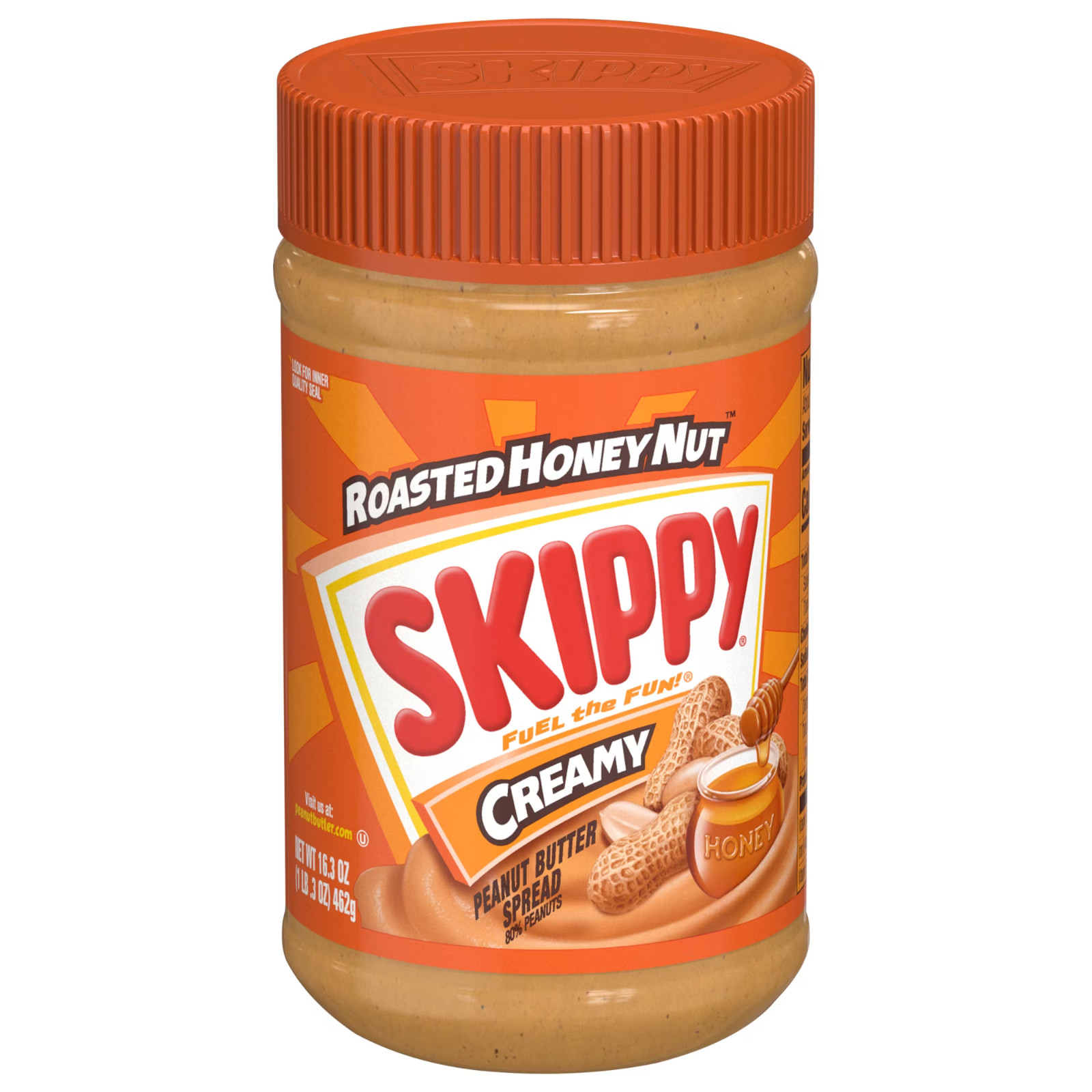 SKIPPY Peanut Butter Creamy Roasted Honey Nut Spread, 16.3 oz Jar (4 pack)