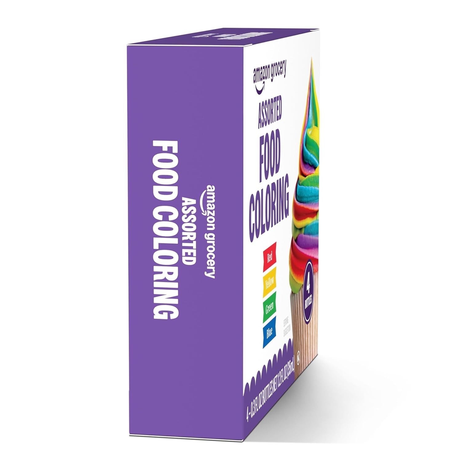 Amazon Grocery, Assorted Food Coloring, Contains Red, Blue, Green, Yellow Bottle