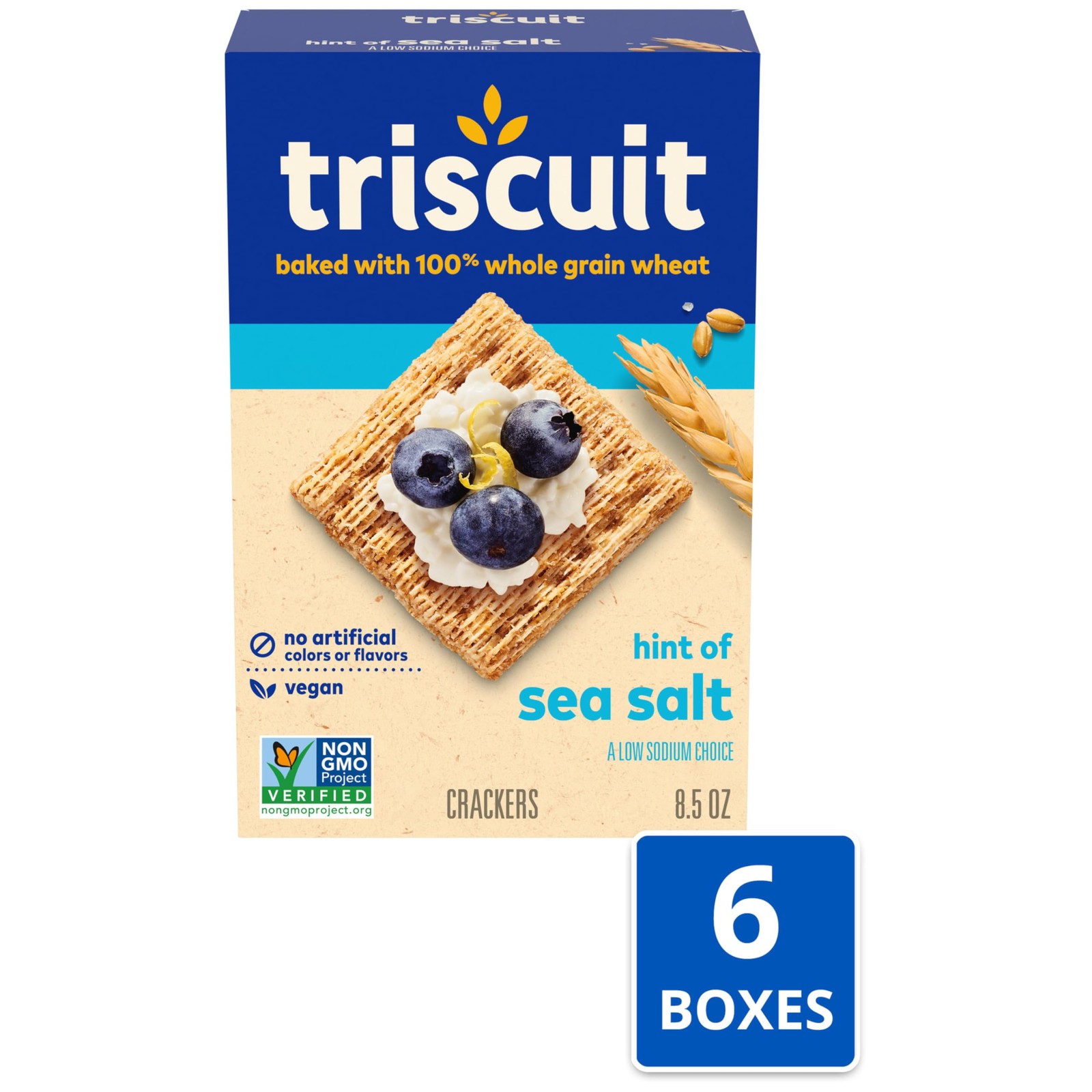 Triscuit Hint of Sea Salt Whole Grain Wheat Crackers, 8.5 Ounce (Pack 6)