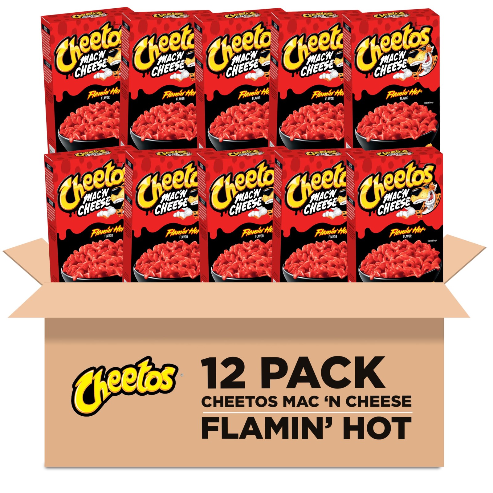 Cheetos Mac & Cheese Flamin’ Hot 5.6oz Boxes 5.6 Ounce (Pack of 12), Orange