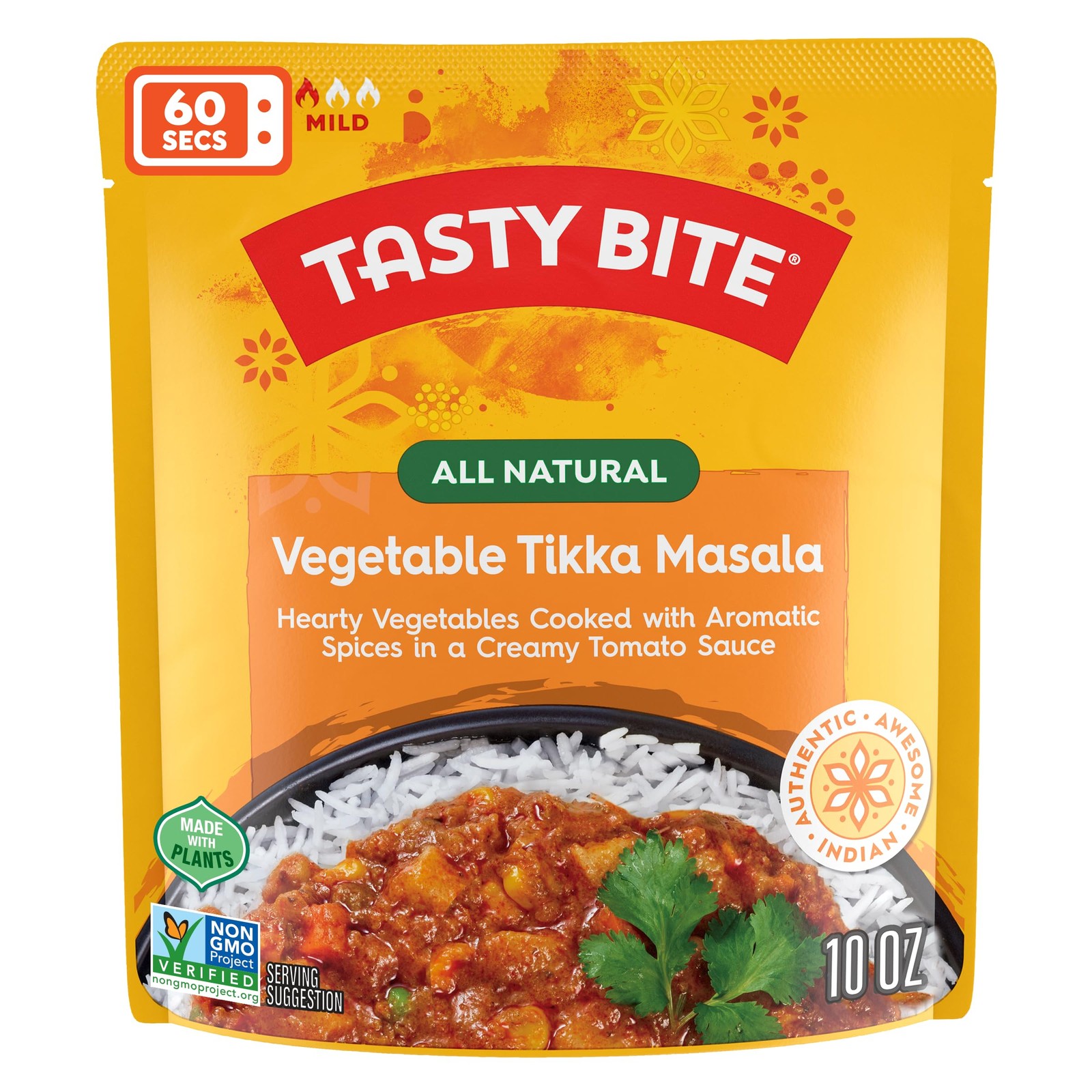 Tasty Bite Vegetable Tikka Masala, 10 Ounce, Pack of 6, Ready to Eat, Microwa…