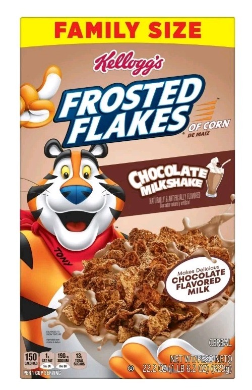 3 PACK! FAMILY SIZE Frosted Flakes Chocolate Milkshake Breakfast Cereal 22.2 Oz
