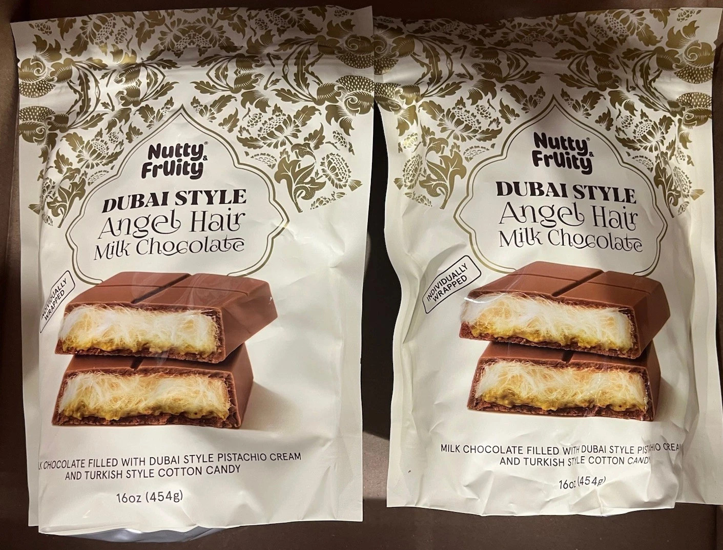 Nutty Fruity Dubai Angel Hair Milk Chocolate 16oz | Luxury Pistachio (2-Pack)