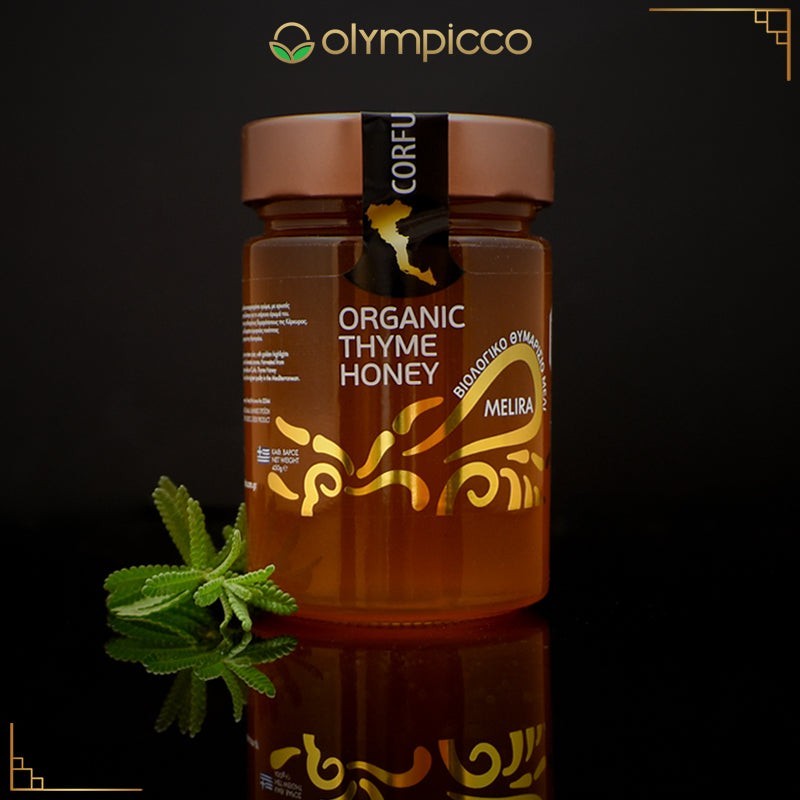 MELIRA Greek Unfiltered Raw Organic Thyme Honey – 450g/15.8 oz