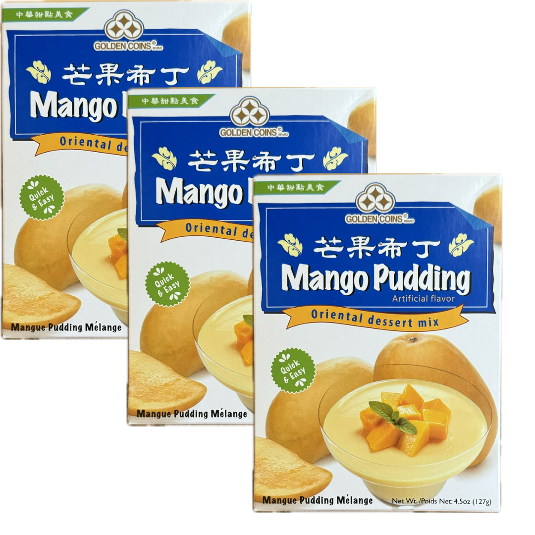 3 Pack Golden Coins Dessert Mix – Pudding, Gelatin, Agar Style – Choose Flavor