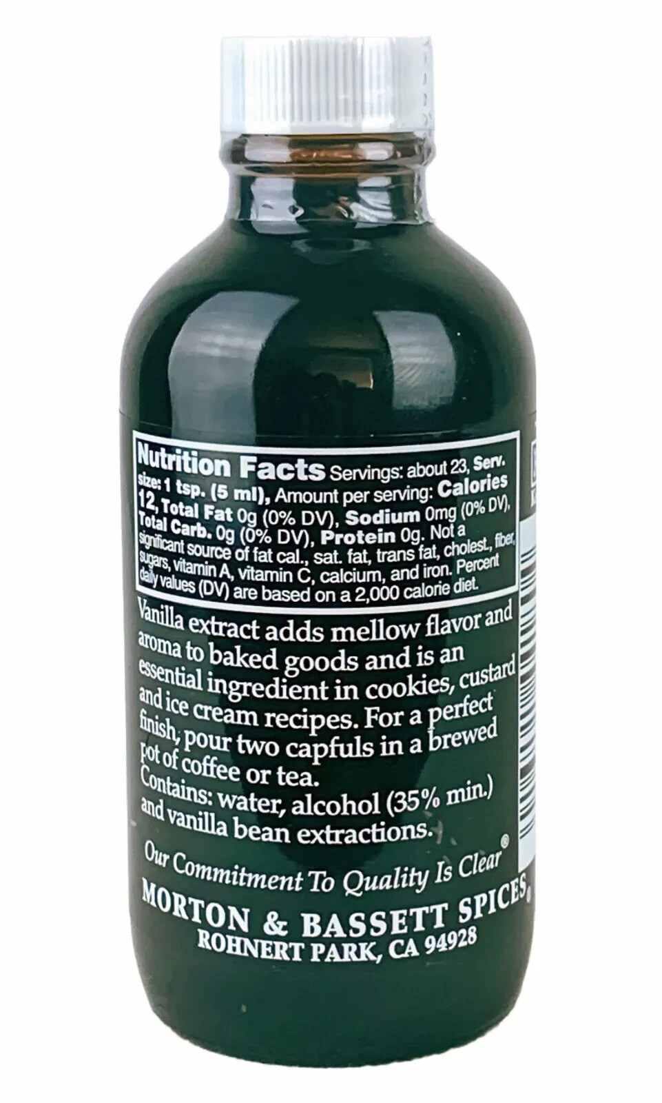Morton & Bassett Premium Quality Pure Vanilla Extract No Added Sugar 4 FL OZ