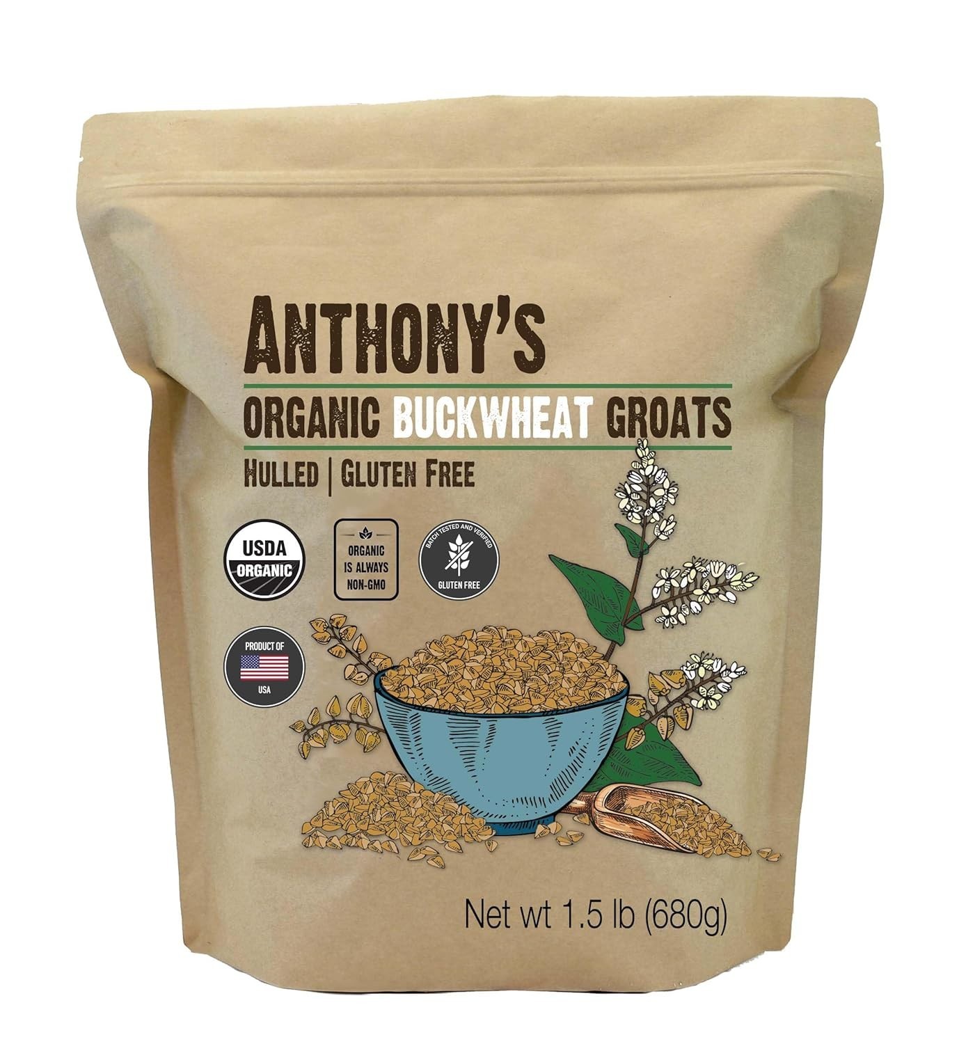 1.5lb Organic Buckwheat Groats – Plant-Based, Easy to Prepare, Gluten-Free