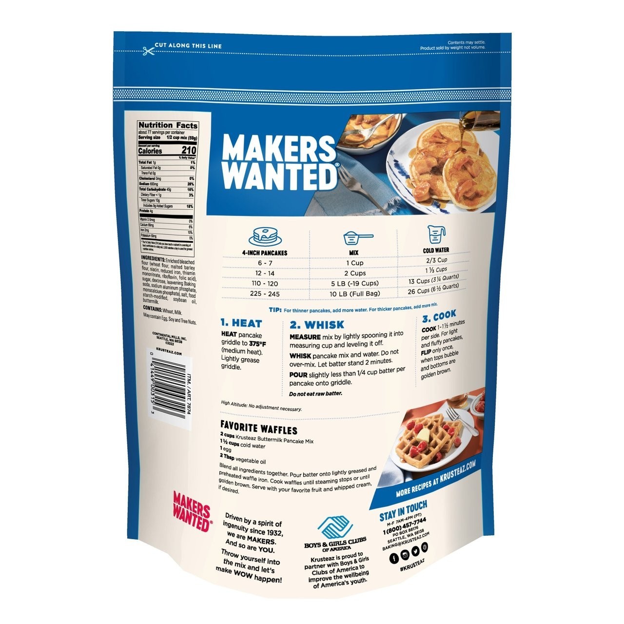 10lb Bag KRUSTEAZ Complete Buttermilk Pancake Waffle Mix Just Add Water Non-GMO