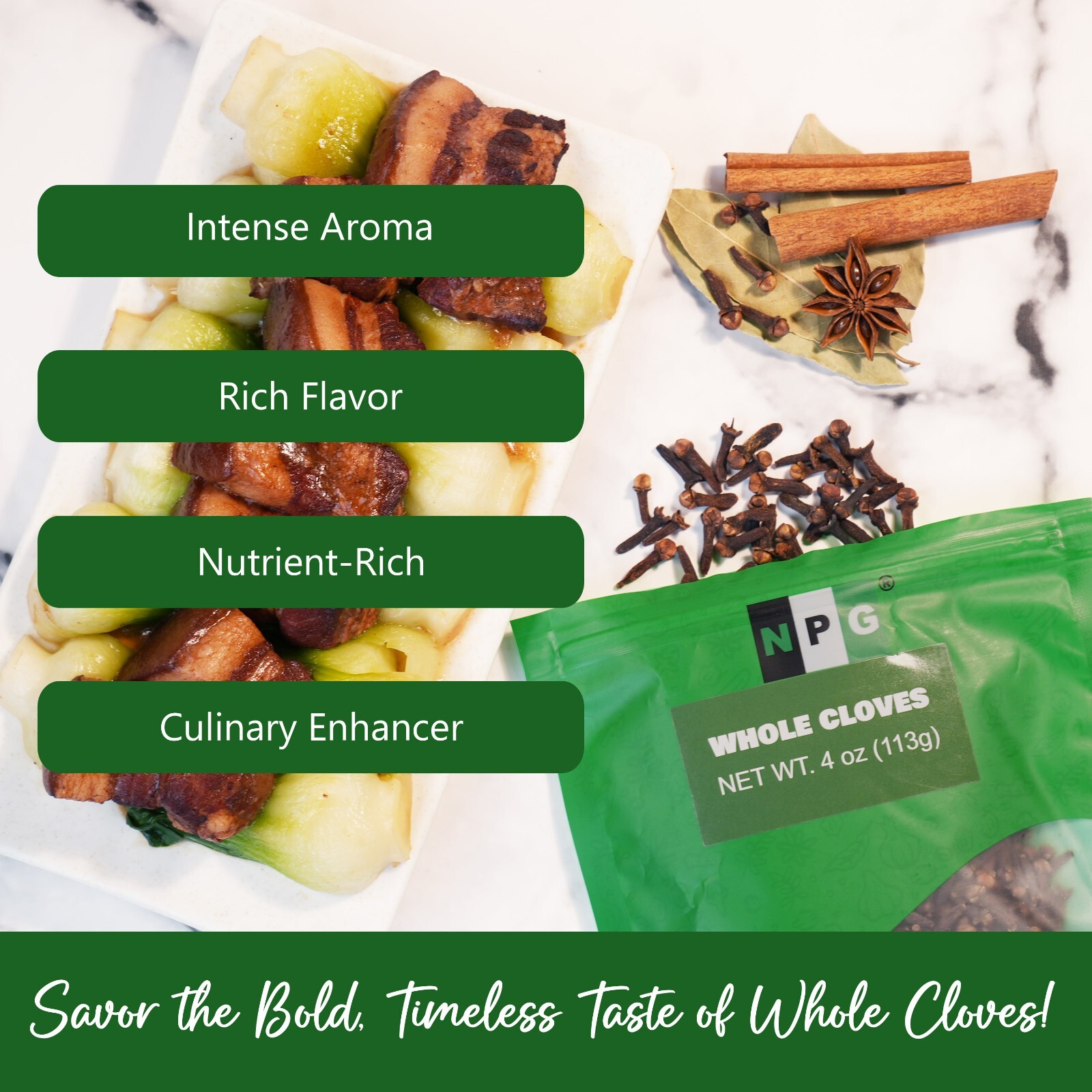 NPG Whole Clove Bud 4 Oz, Strong Aroma and Flavor Cloves Spice for Holiday
