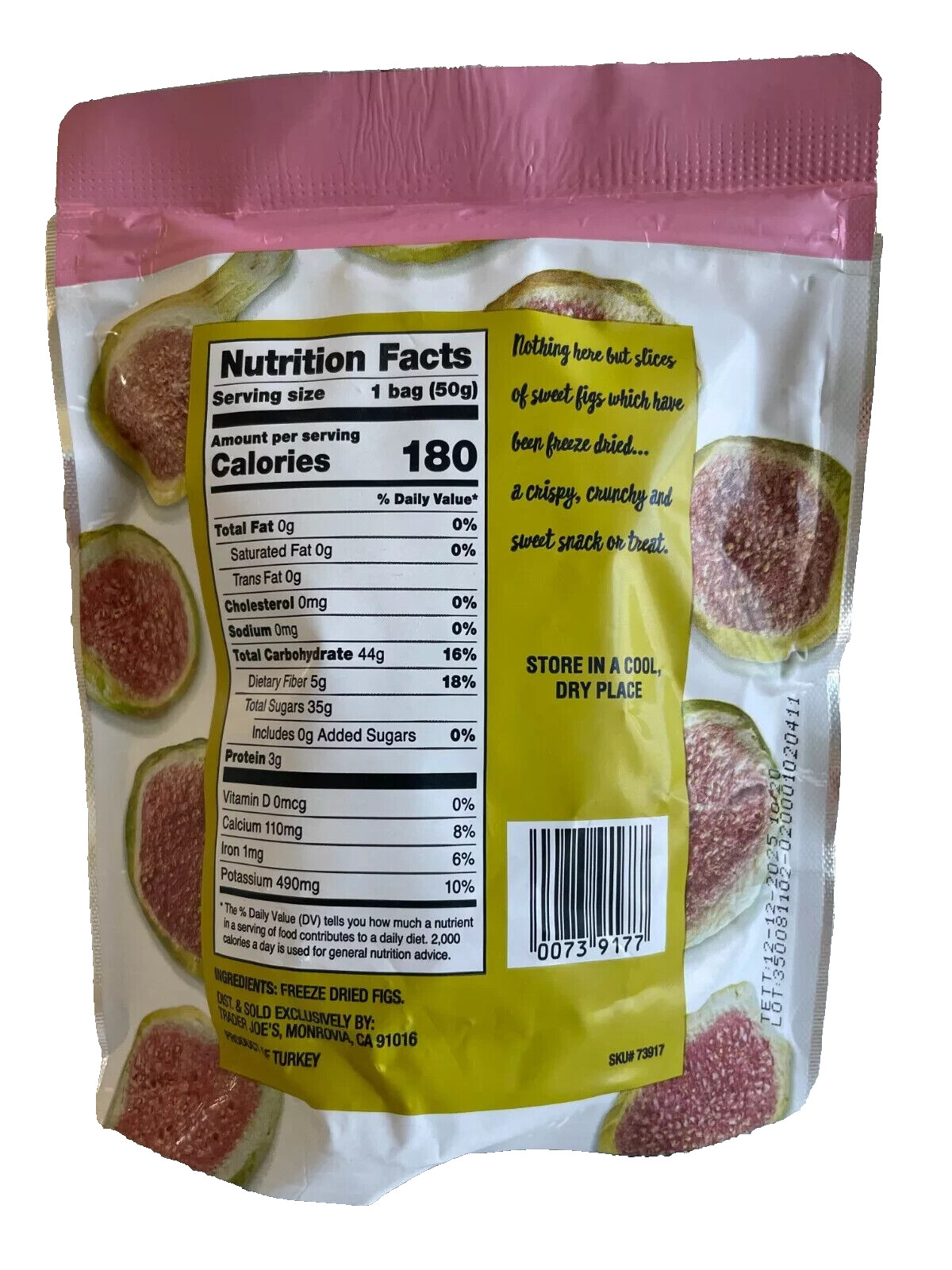 Trader Joe’s Freeze Dried Fig Slices Unsweetened Unsulfured 1.76 oz Each RARE