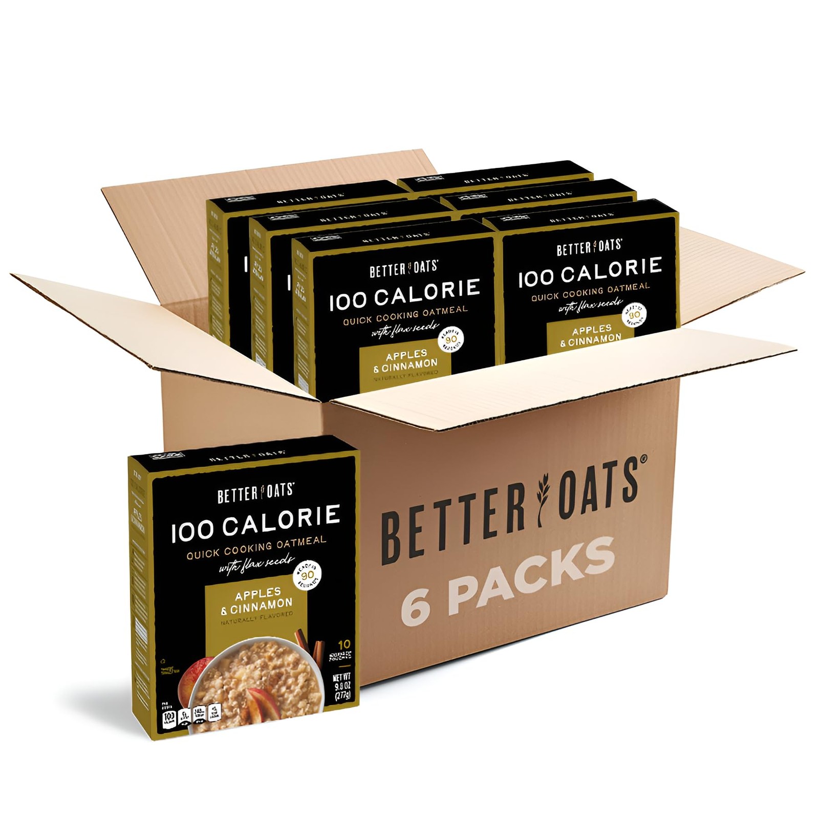Better Oats 100 Calorie Apples and Cinnamon Oatmeal, 9.8 Ounce (Pack of 6)