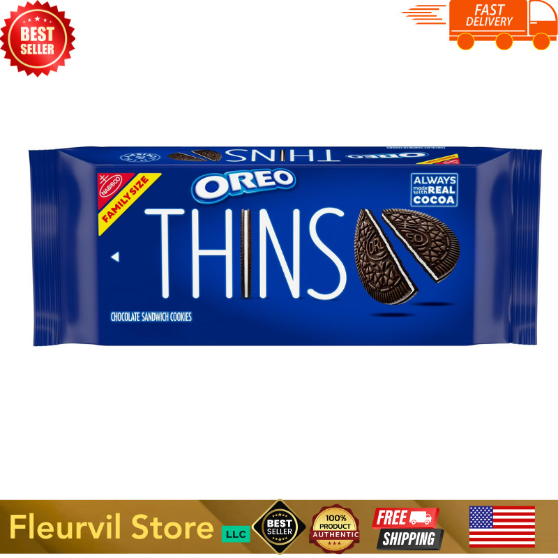 OREO Thins Chocolate Sandwich Cookies, Family Size, 11.78 oz