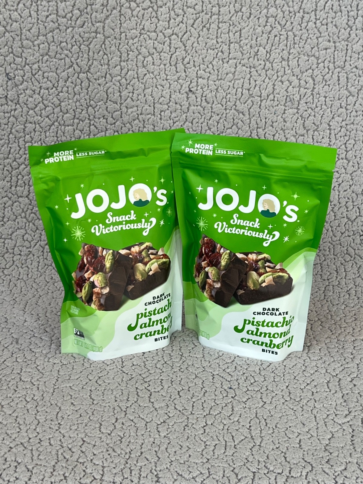 JOJO’s Dark Chocolate Pistachio Almond Cranberry Bites 14.4 oz 2 Pack Gluten Fre