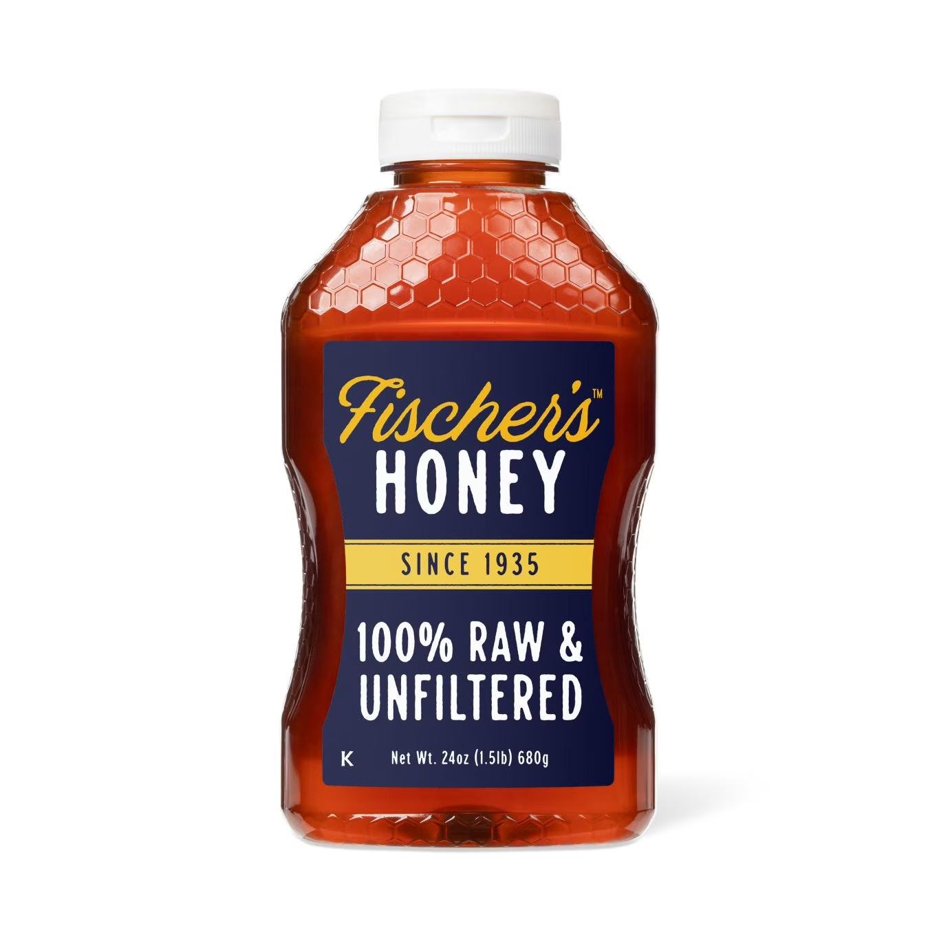 Fischers Honey, 24oz Raw and Unfiltered, Local 100% US Grade Squeeze Bottle New
