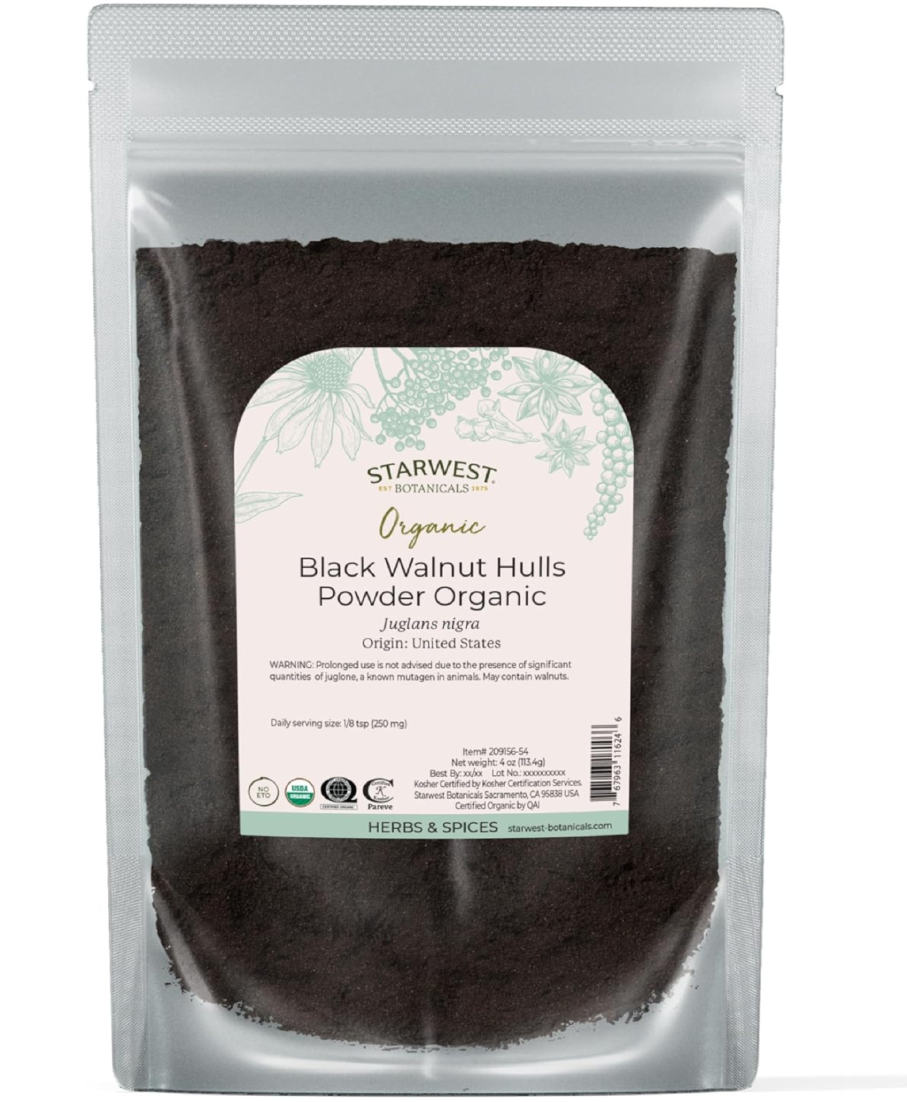 Starwest Botanicals Organic Black Walnut Hull Powder – 4 Ounce (Pack of 1)