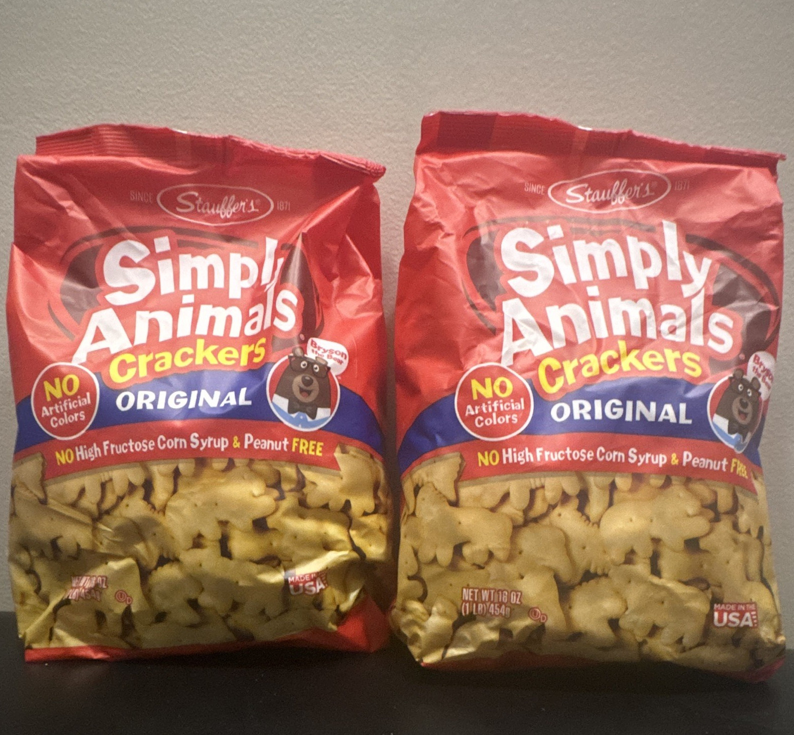 Stauffer’s Simply Animals Crackers Original 16 oz Bags, 2 Pack Peanut Free