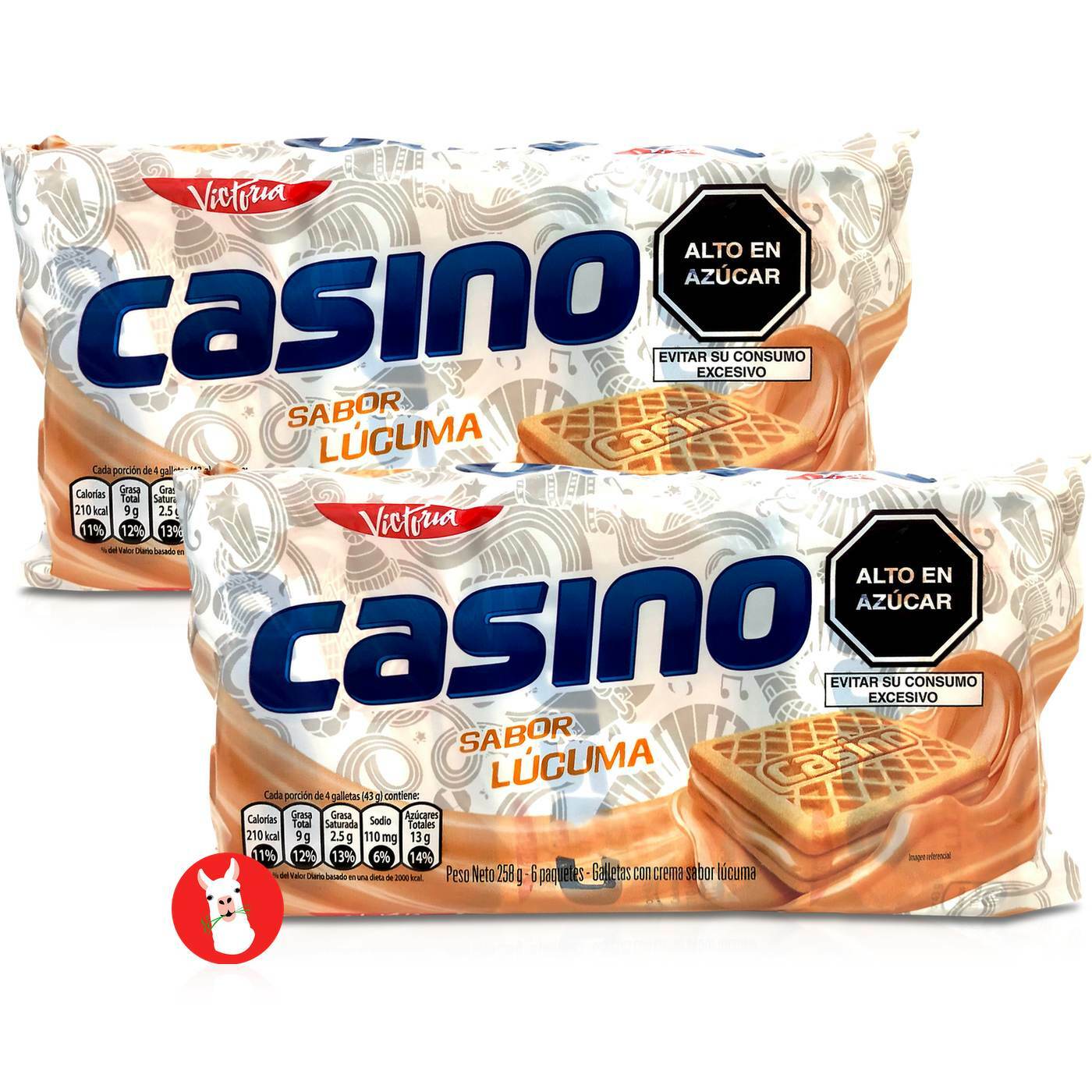 Victoria Galletas Casino con Crema Sabor Lucuma 258 gr. – 2 Pack /10.1 oz.
