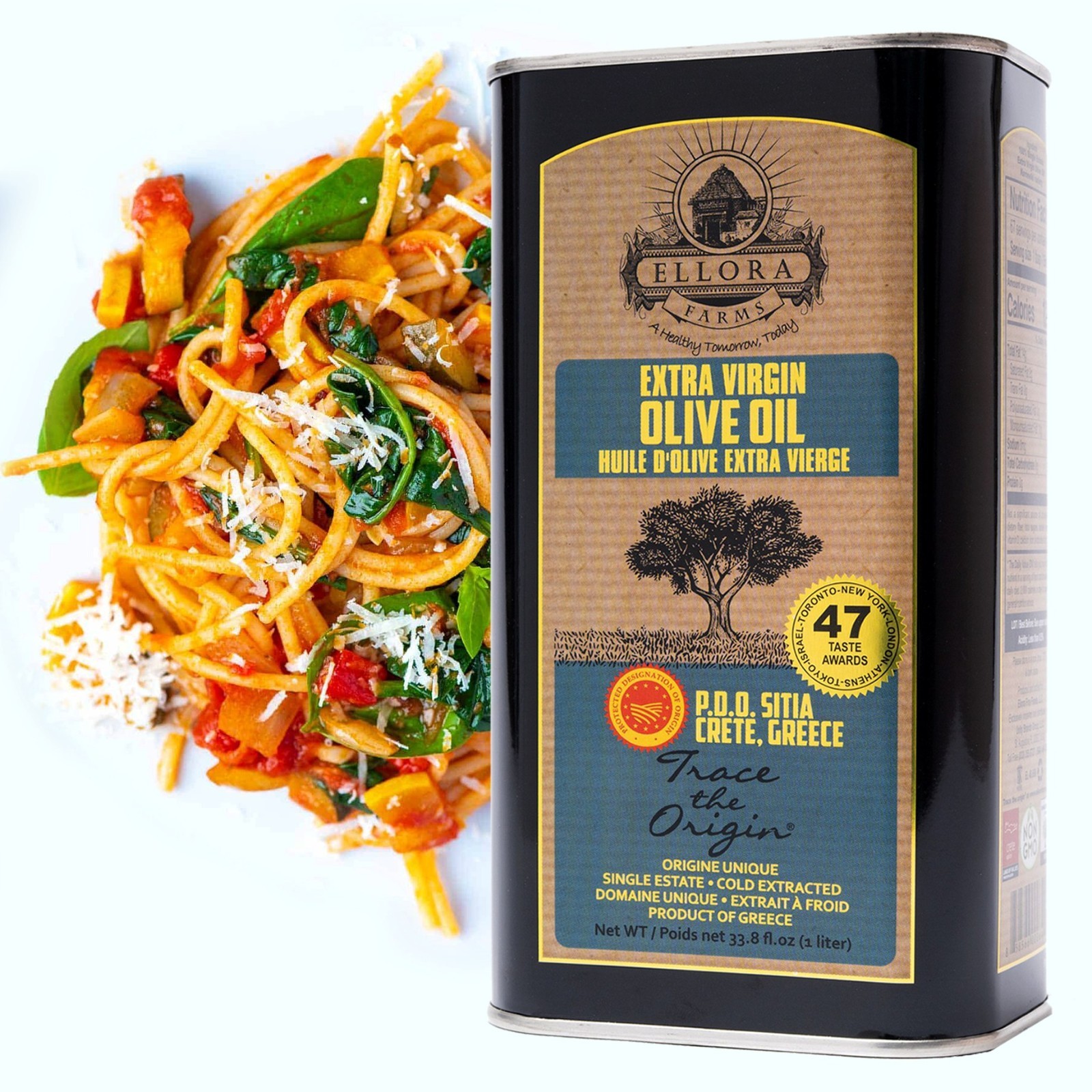 Single Estate SITIA, Greek Extra Virgin Olive Oil, Kosher, Traceable, 34oz (1Lt)