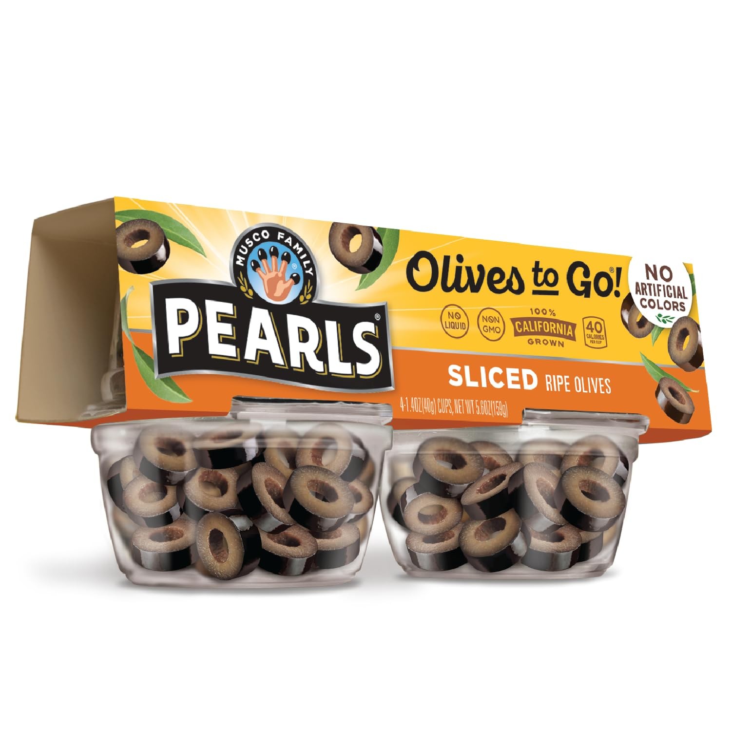 Pearls Olives To Go Sliced Ripe Olives, 1.4 oz Snack Cups, 24 Pack