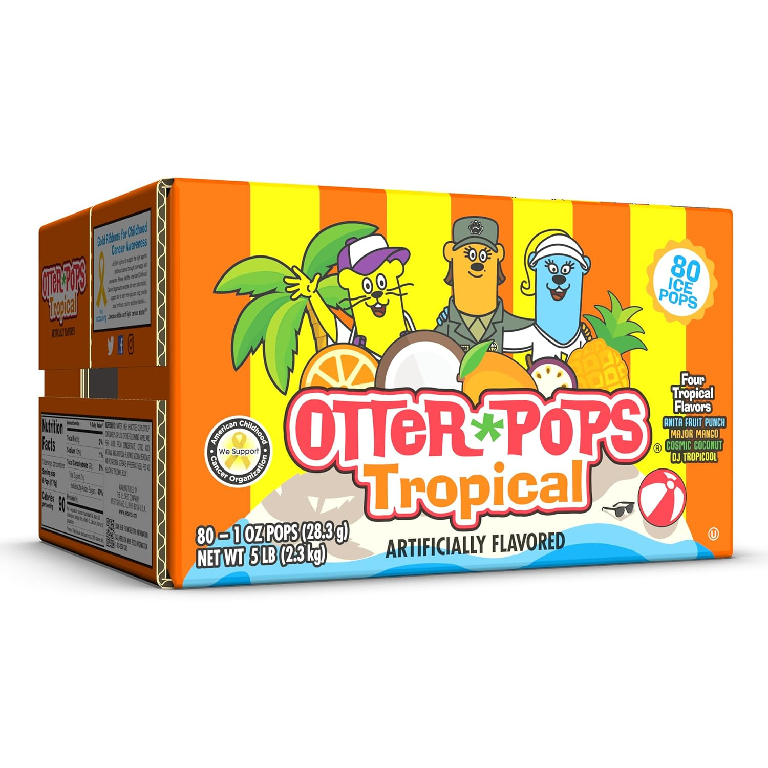 , Tropical Assorted Freezer Pops, 1Oz Freeze Pops in Six Zippy Flavors, 80 Count