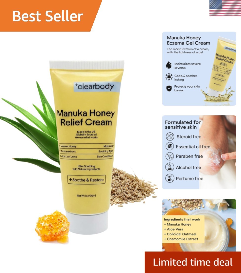 Gentle Manuka Honey Cream – 1 Fl Oz – Instant Relief for Eczema & Sensitive Skin