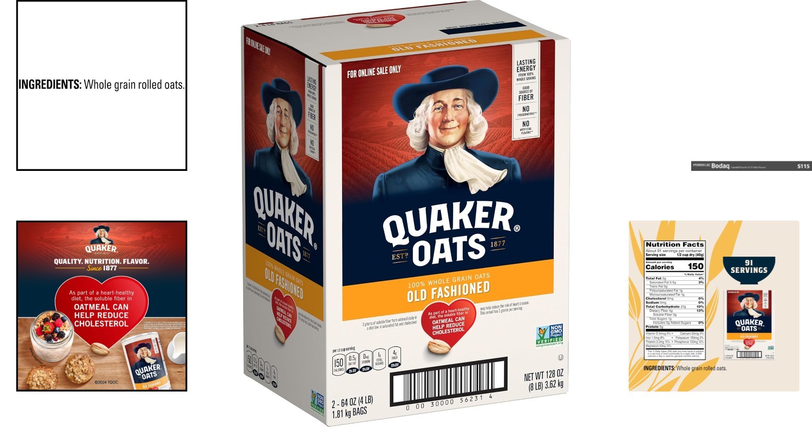 2-Pack Quaker Old Fashioned Oats, 100% Whole Grain – 90 Servings of Goodness