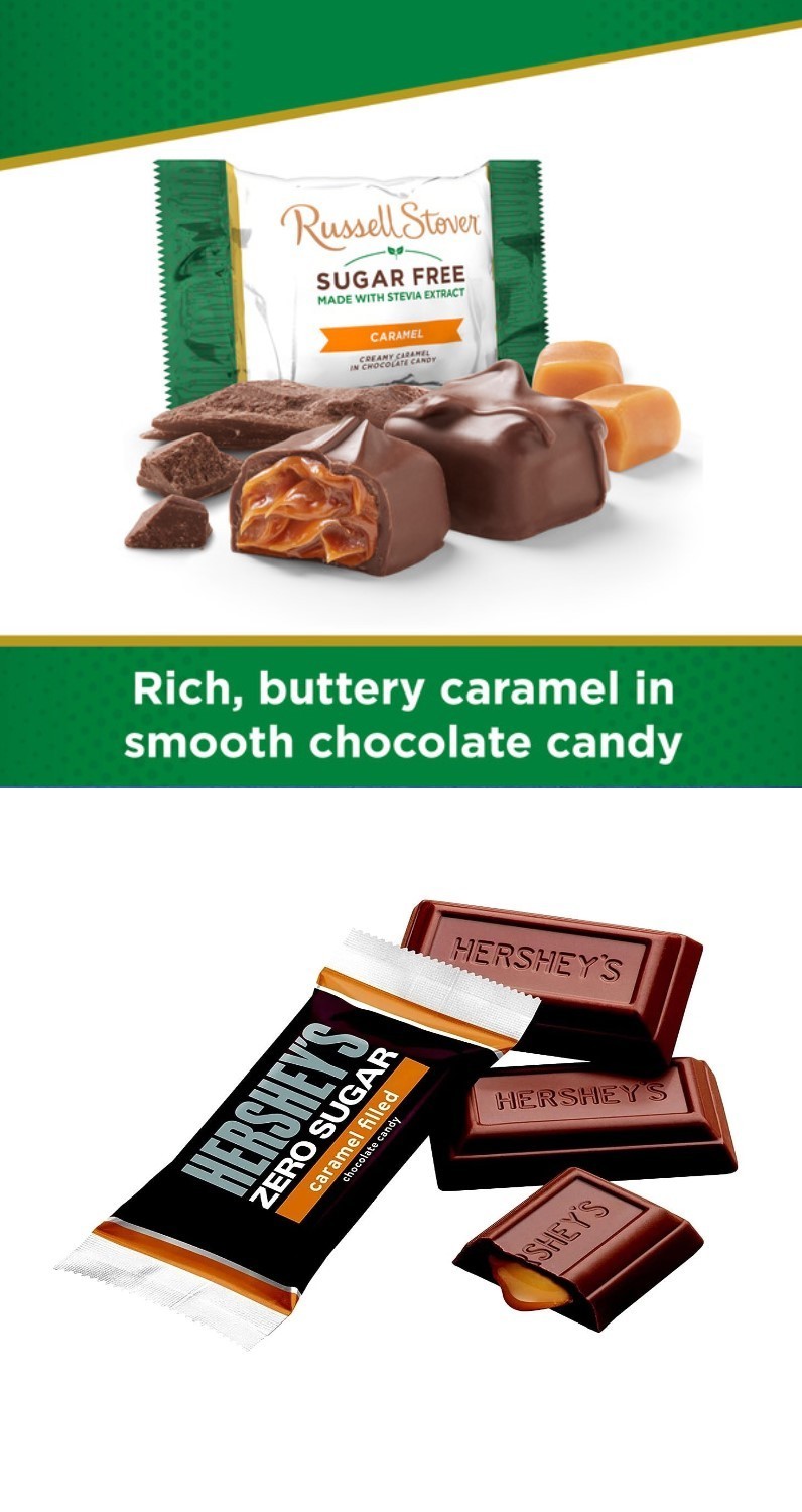 SUGAR FREE RUSSELL STOVER-HERSHEY’S CARAMEL CHOCOLATE CANDY BULK BAG VALUE PRICE