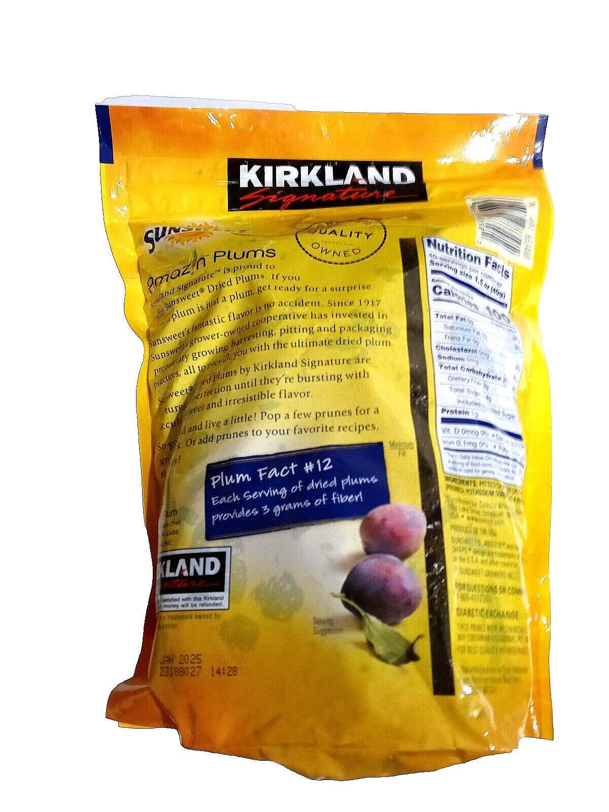 Kirkland Sunsweet Dried Plums Pitted Prunes 1 Bag x 3.5 Lb (1.59Kg) Exp 10/2026