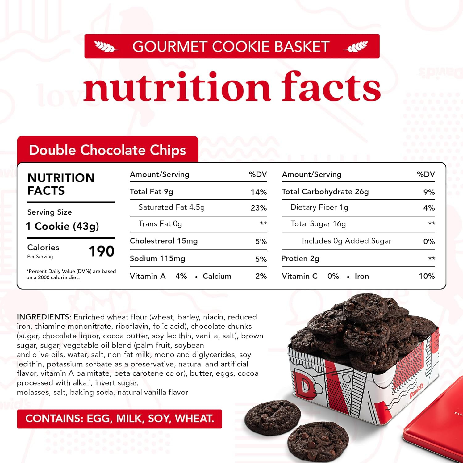2Lbs Double Chocolate Chunk Fresh Baked Cookies – Handmade and Gourmet Cookies –